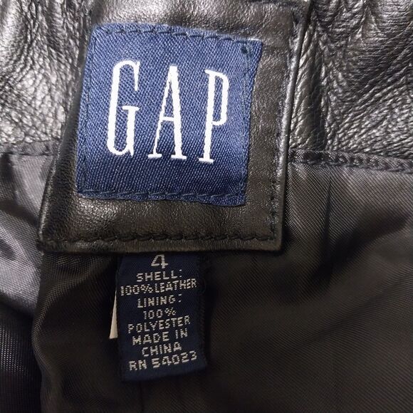 VTG Gap leather pants Women 4 black bootcut 28x31 Biker Motorcycle Gothic Y2K - Picture 3 of 12